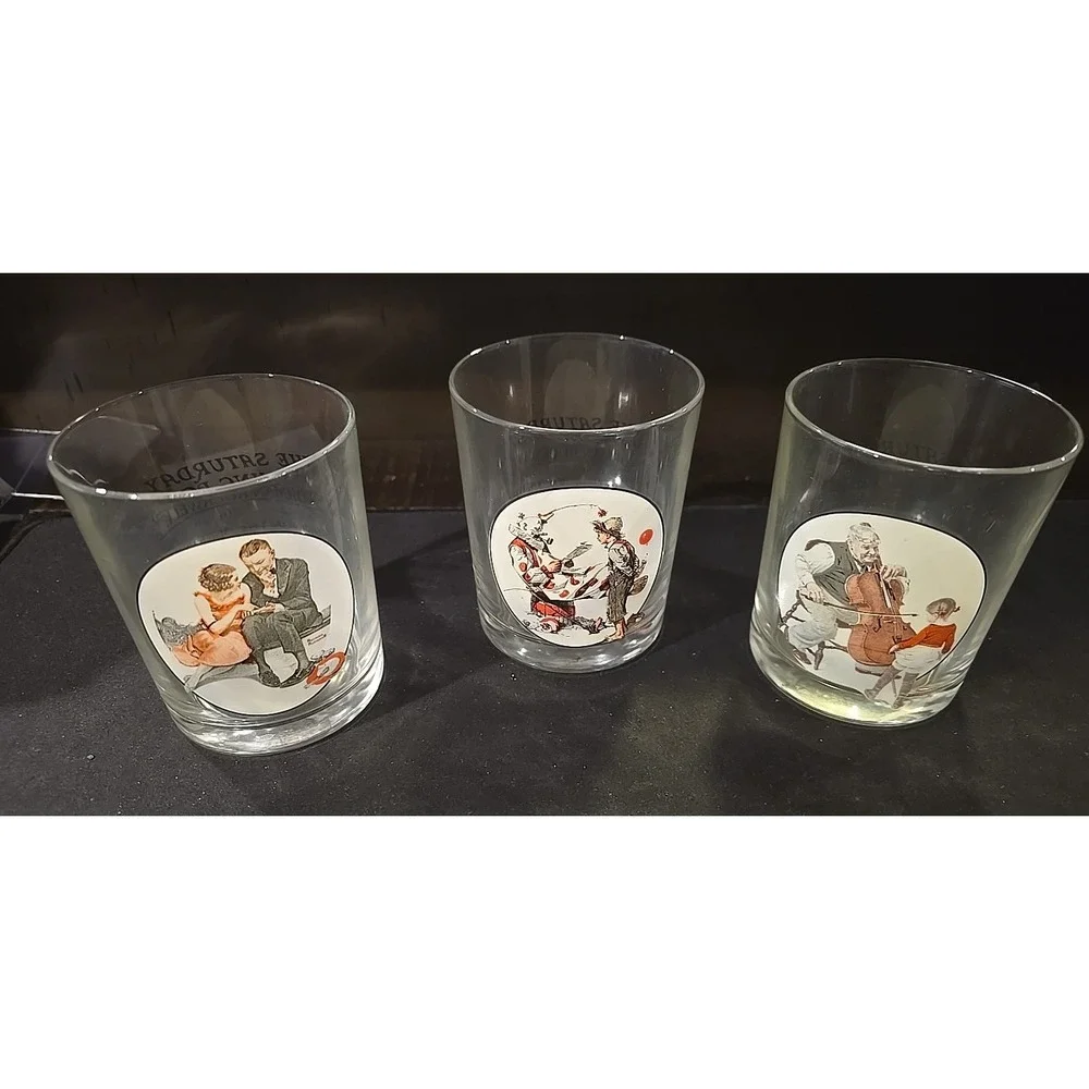 Saturday Evening Post Norman Rockwell Glassware Collection Glasses Set - Picture 1 of 5